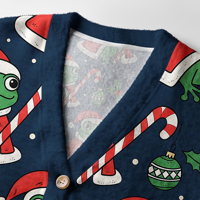 Kyoto-Lion Christmas Frog Ugly Cardigan Sweater