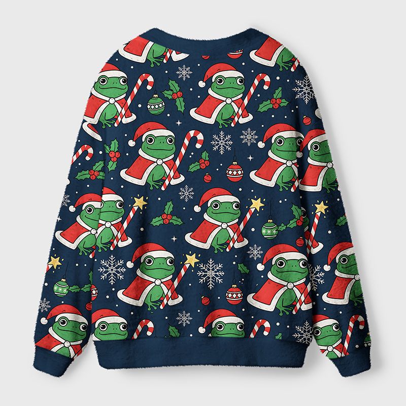 Kyoto-Lion Christmas Frog Ugly Cardigan Sweater