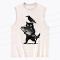 Kyoto-Lion Black Animals Funny Washed Tank