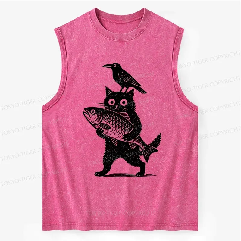Black Washed Unisex Tank Top for Daily Wear