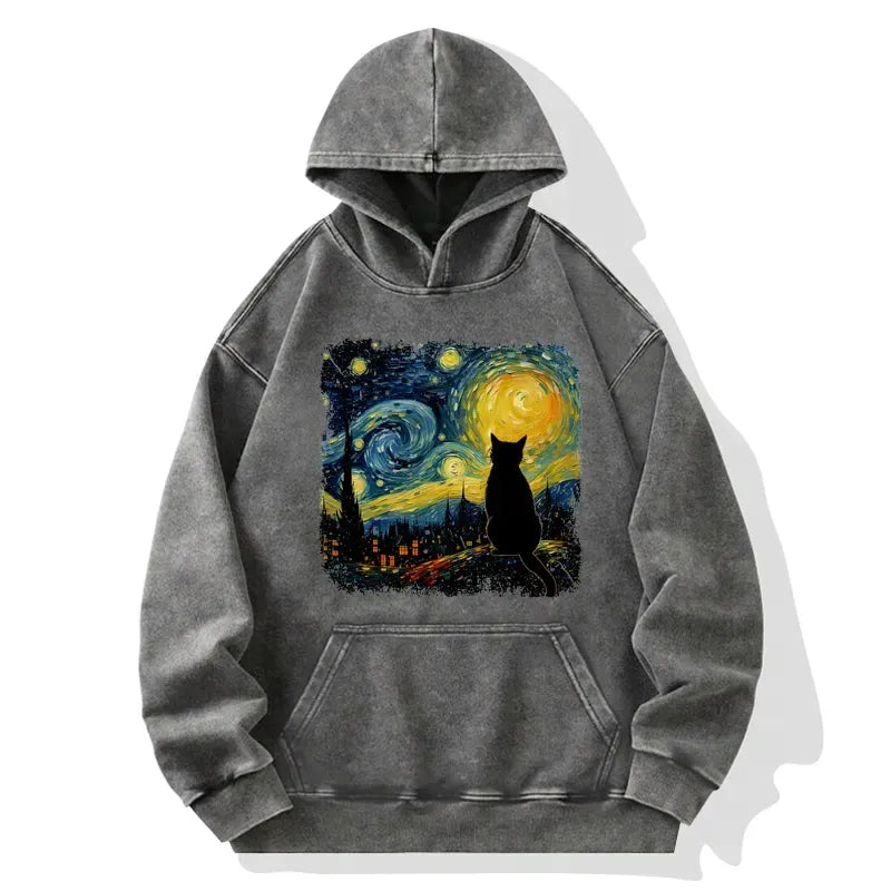 Japanese Vintage Cat Hoodie for Streetwear