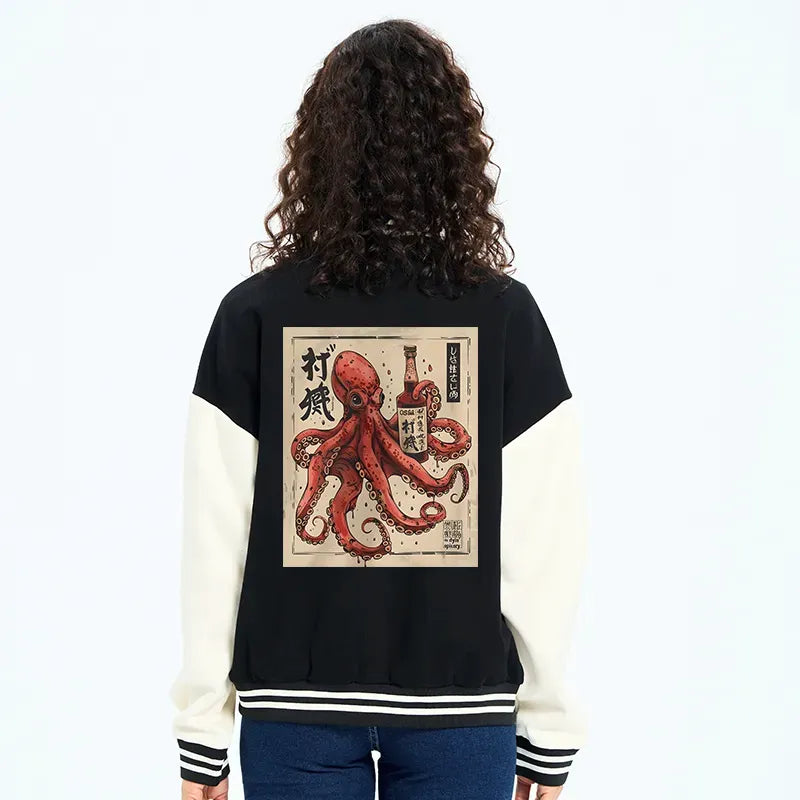 Kyoto-Lion Osaka Sak¨¦ Octopus Embroidery Varsity Jacket