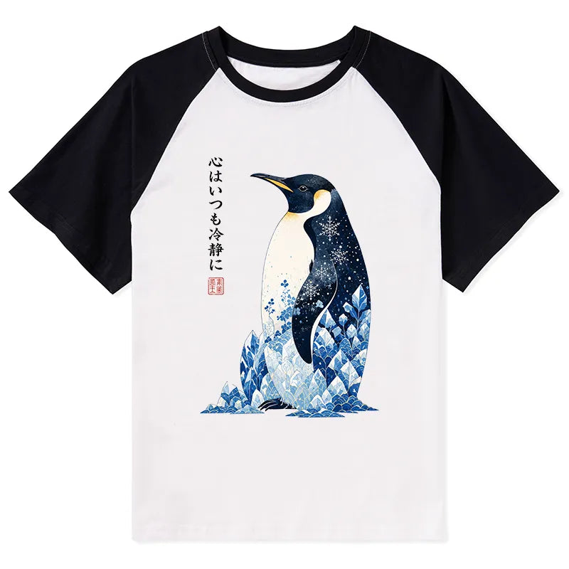 Kyoto-Lion Keep Calm Penguin Raglan T-shirt