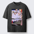 Kyoto-Lion Vintage Japanese Print: Sakura And Fuji Washed T-Shirt