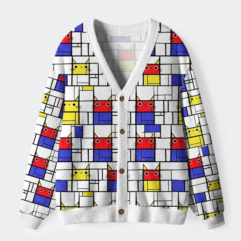 Japanese vintage cat cardigan for daily wear