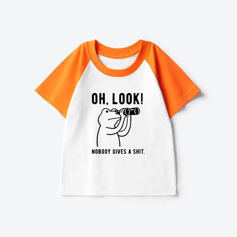Kyoto-Lion Frog of Indifference Kids Raglan T-shirt
