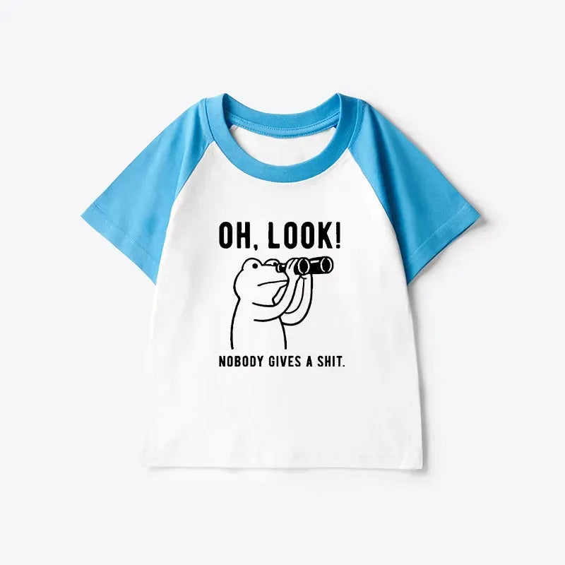 Kyoto-Lion Frog of Indifference Kids Raglan T-shirt