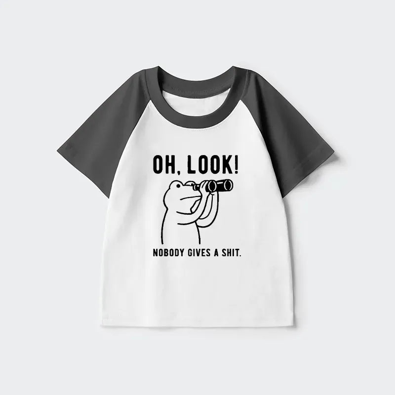 Kyoto-Lion Frog of Indifference Kids Raglan T-shirt