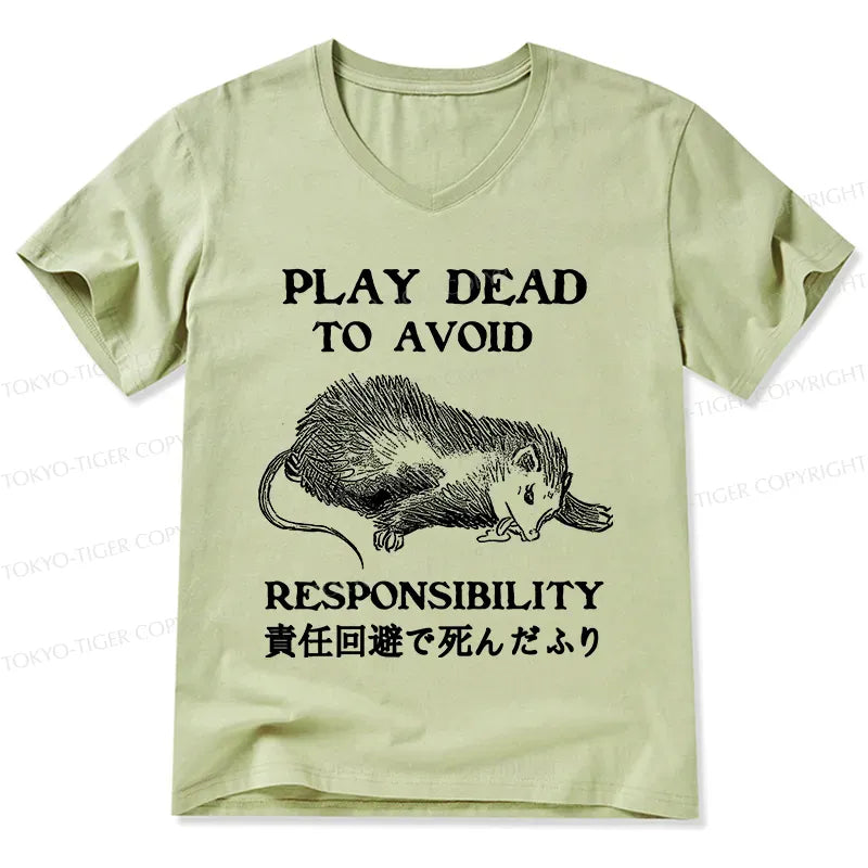 Kyoto-Lion Play Dead To Avoid Responsibility V-Neck Classic T-Shirt