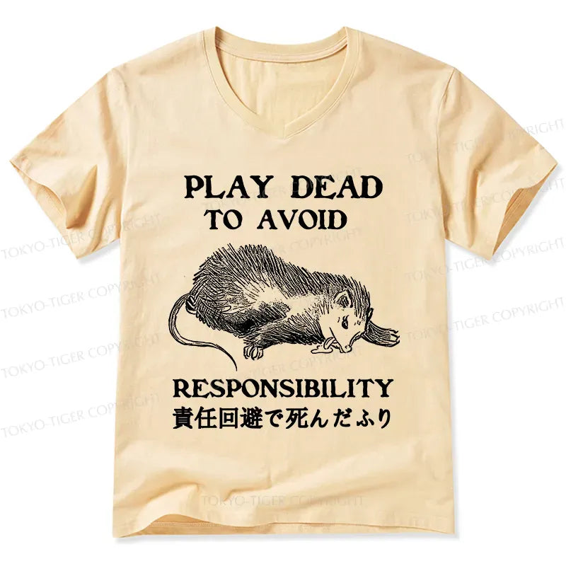 Kyoto-Lion Play Dead To Avoid Responsibility V-Neck Classic T-Shirt