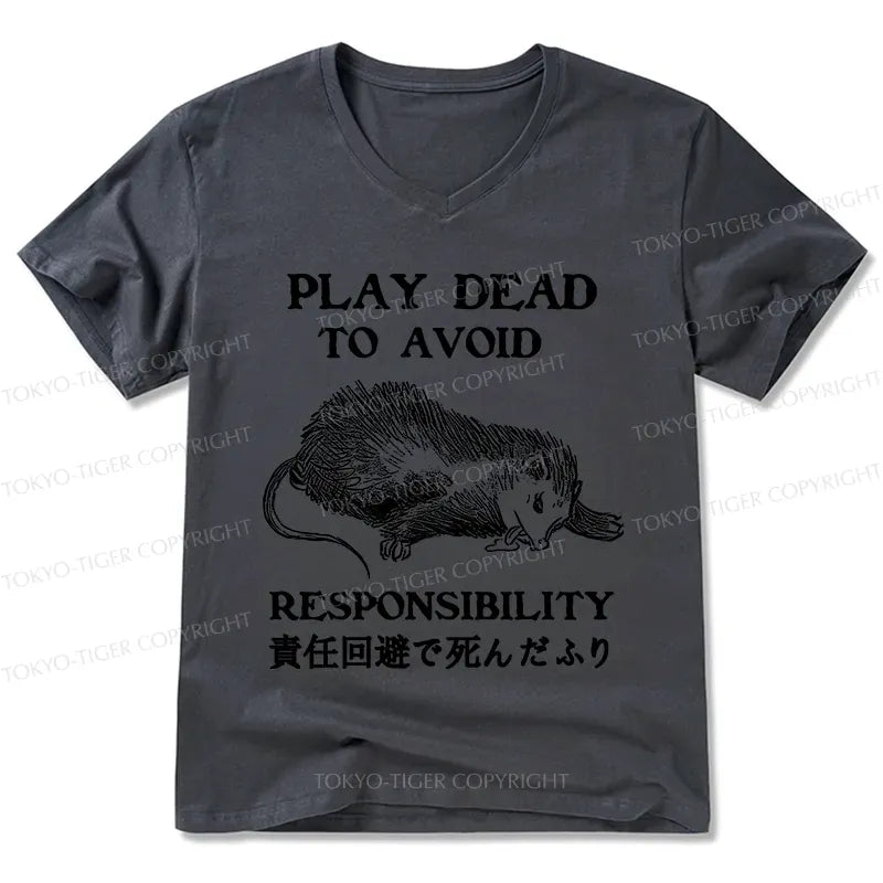 Kyoto-Lion Play Dead To Avoid Responsibility V-Neck Classic T-Shirt