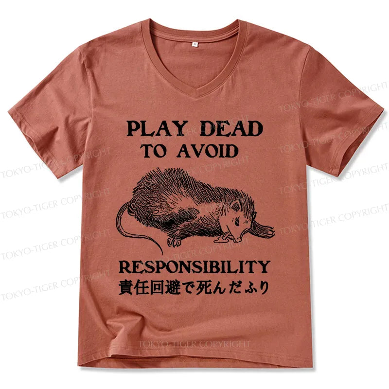 Kyoto-Lion Play Dead To Avoid Responsibility V-Neck Classic T-Shirt