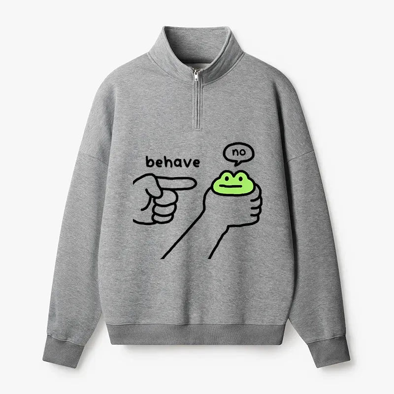 Japanese Frog Half Zip Fleece Sweatshirt
