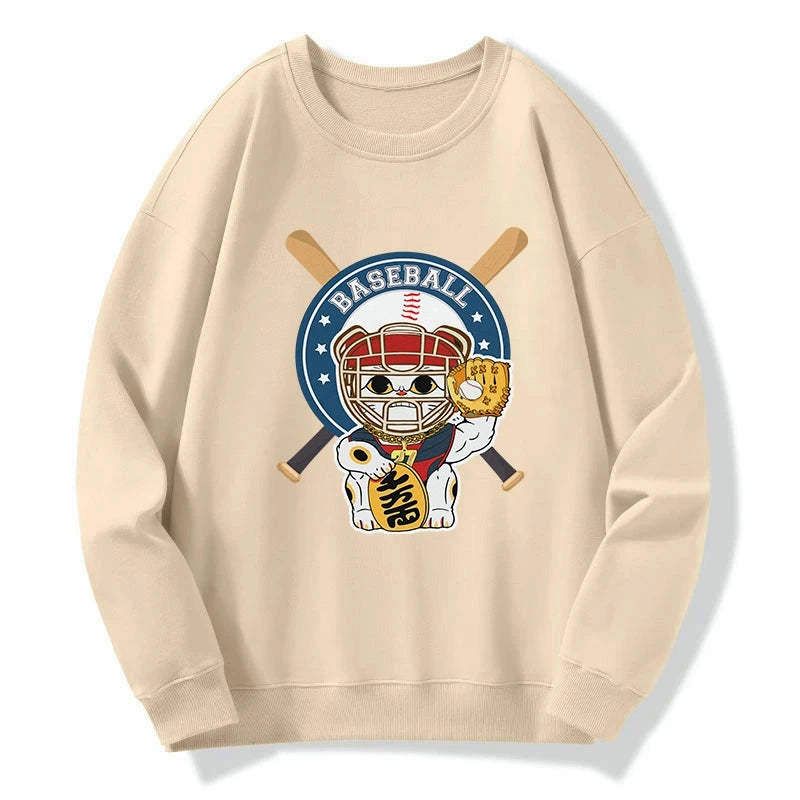 Vintage Japanese Baseball Cat Pullover