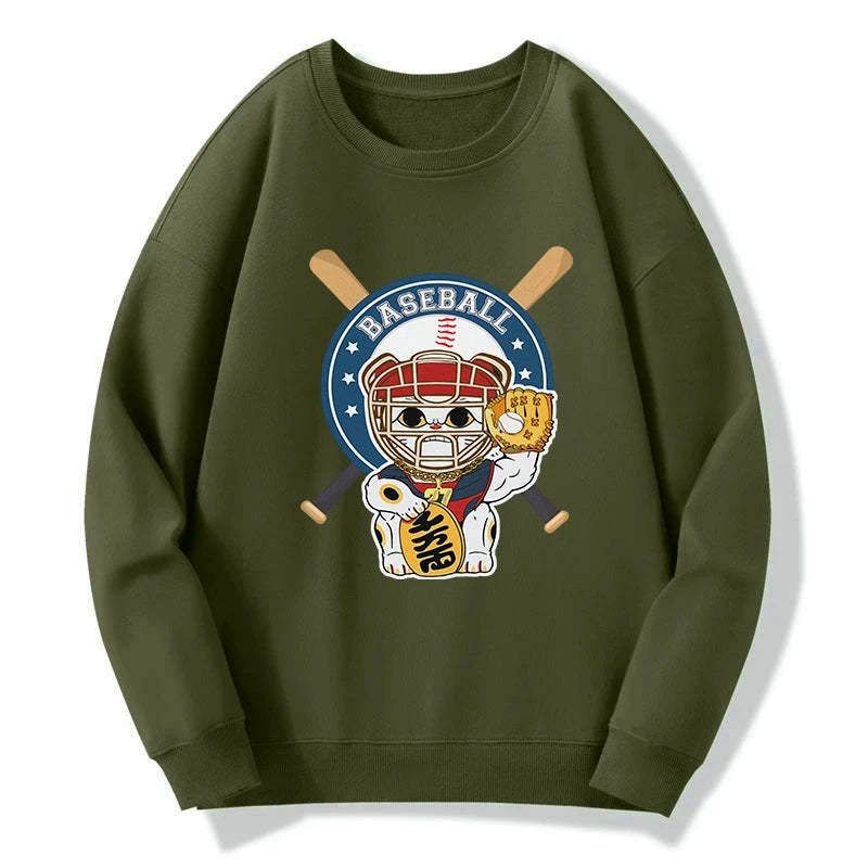 Vintage Japanese Baseball Cat Pullover