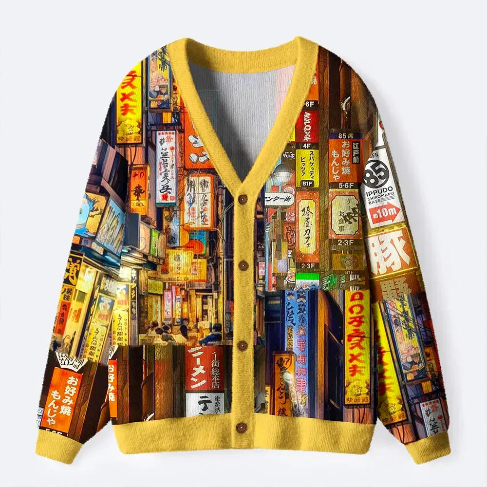 japanese night glow kyoto lion cardigan