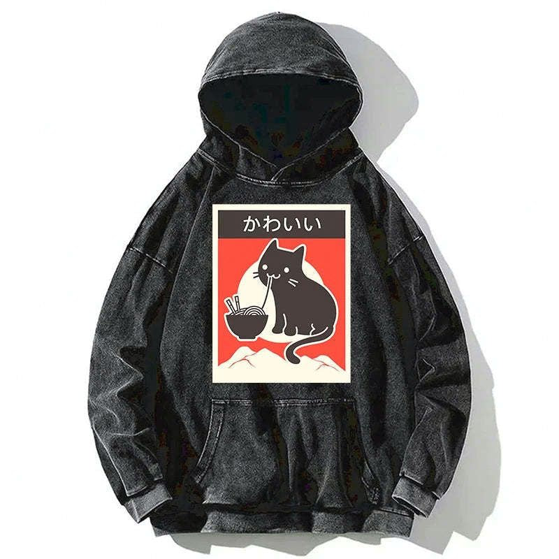 japanese vintage ramen cat hoodie