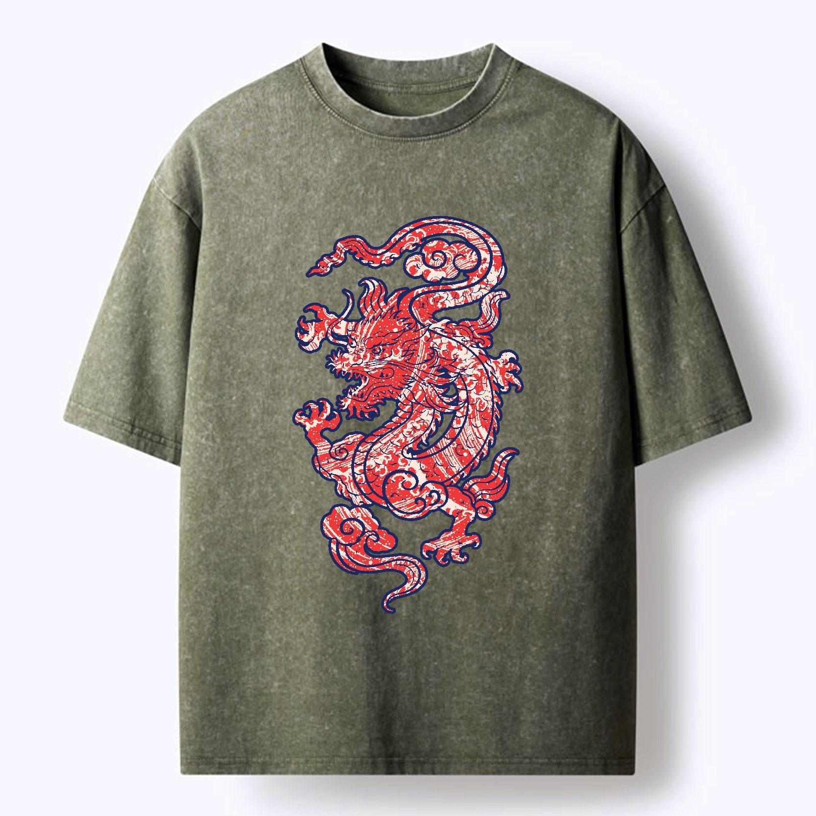 Kyoto-Lion Crimson Dragon Washed T-Shirt