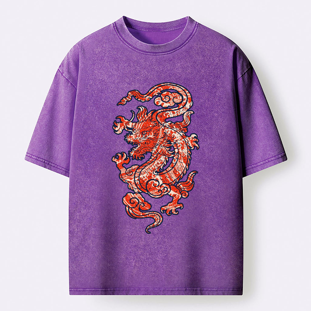 Vintage Crimson Dragon Tee for Vacation