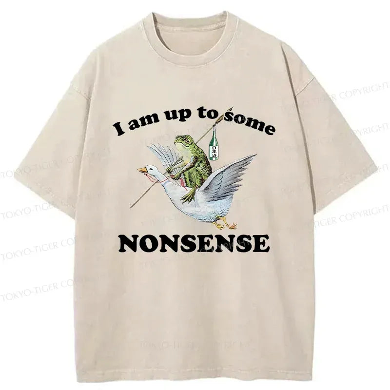 Kyoto-Lion Frog Riding A Goose Washed T-Shirt