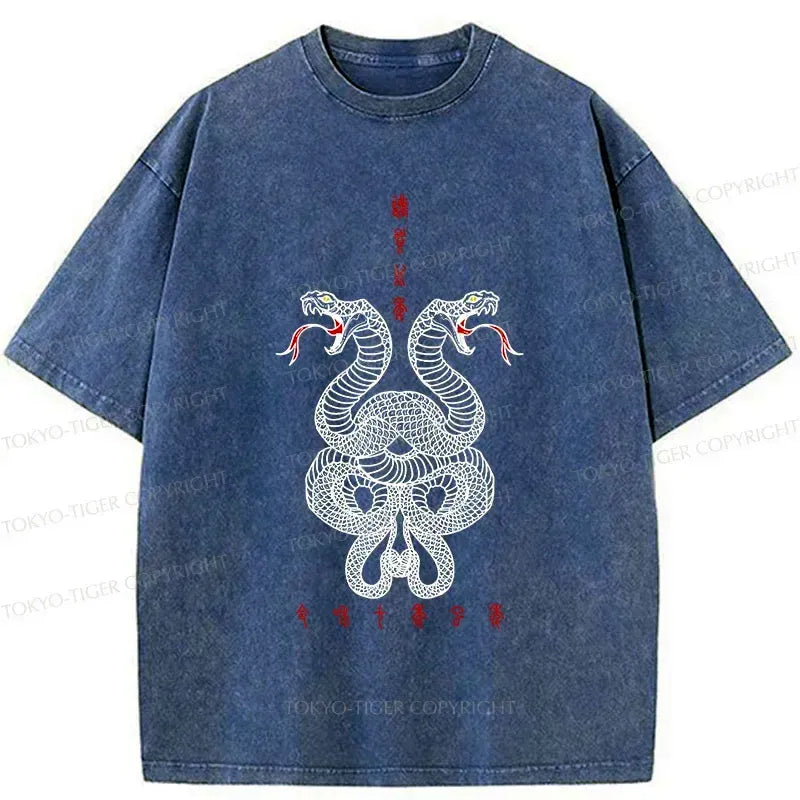 Japanese Double Snakes Washed T-Shirt