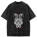Kyoto-Lion Double Snakes Encircling Washed T-Shirt