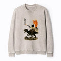 Kyoto-Lion Cat Riding A Dinosaur Washed Terry Sweatshirt
