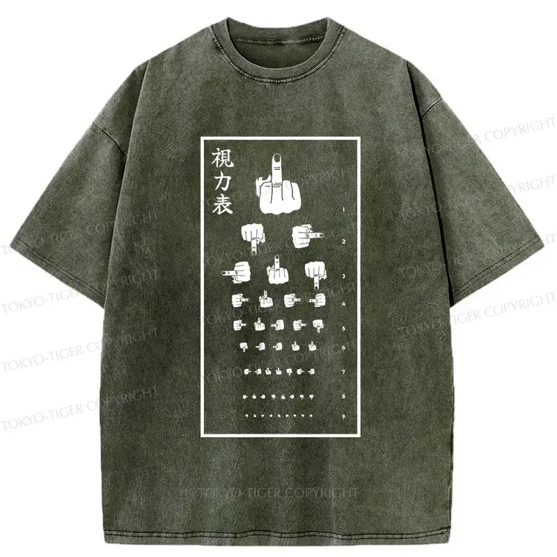 Kyoto-Lion Taunting Eye Chart Washed T-Shirt