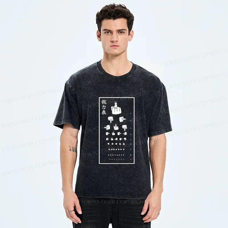 Kyoto-Lion Taunting Eye Chart Washed T-Shirt
