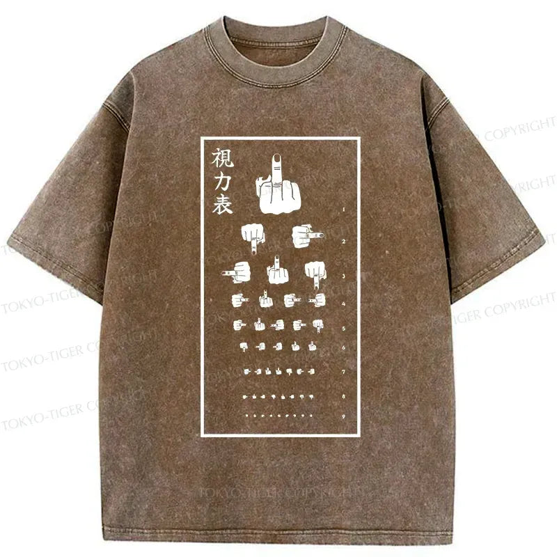 Kyoto-Lion Taunting Eye Chart Washed T-Shirt