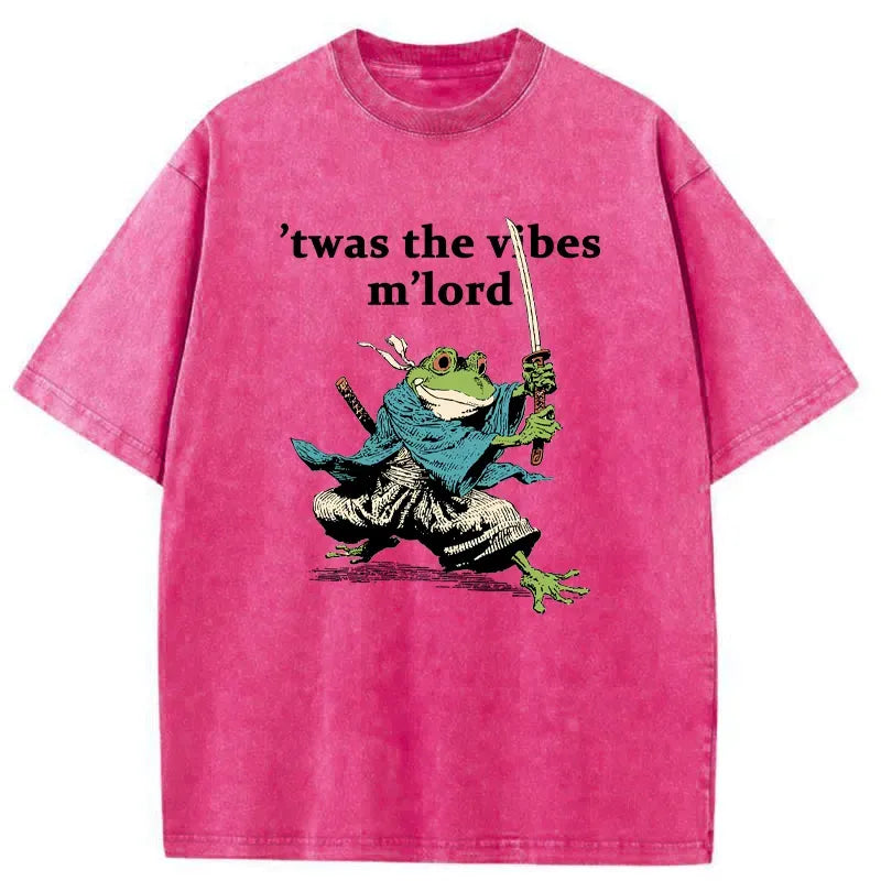 Vintage Washed T-Shirt with Samurai Frog