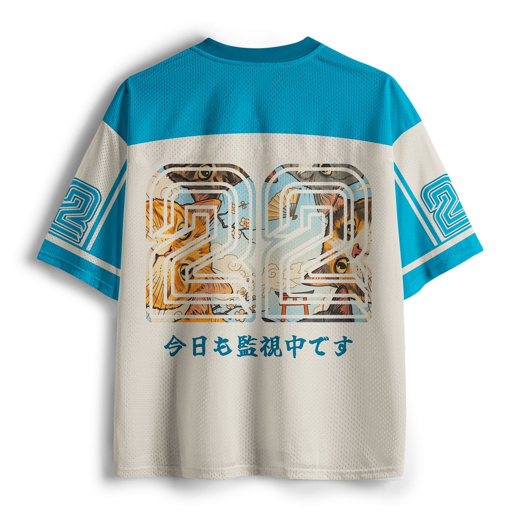 Kyoto-Lion Ukiyo-e Cat Looking At You Mesh Jersey