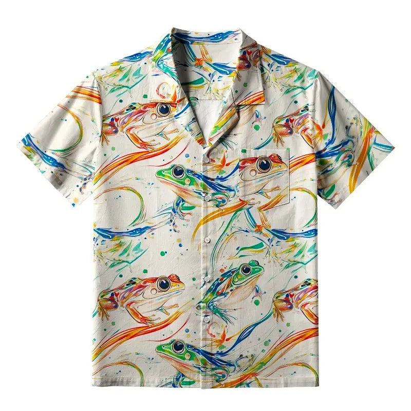 Kyoto-Lion Rainbow Frog Aloha Hawaiian Shirt