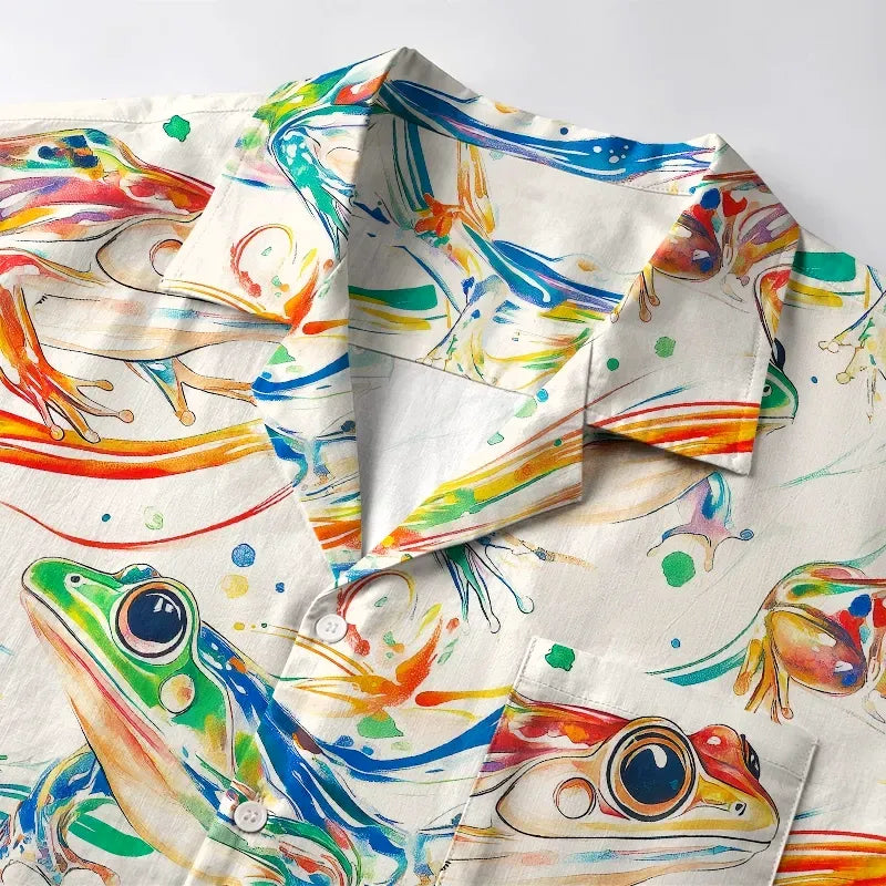 Rainbow Frog Aloha Shirt for Summer