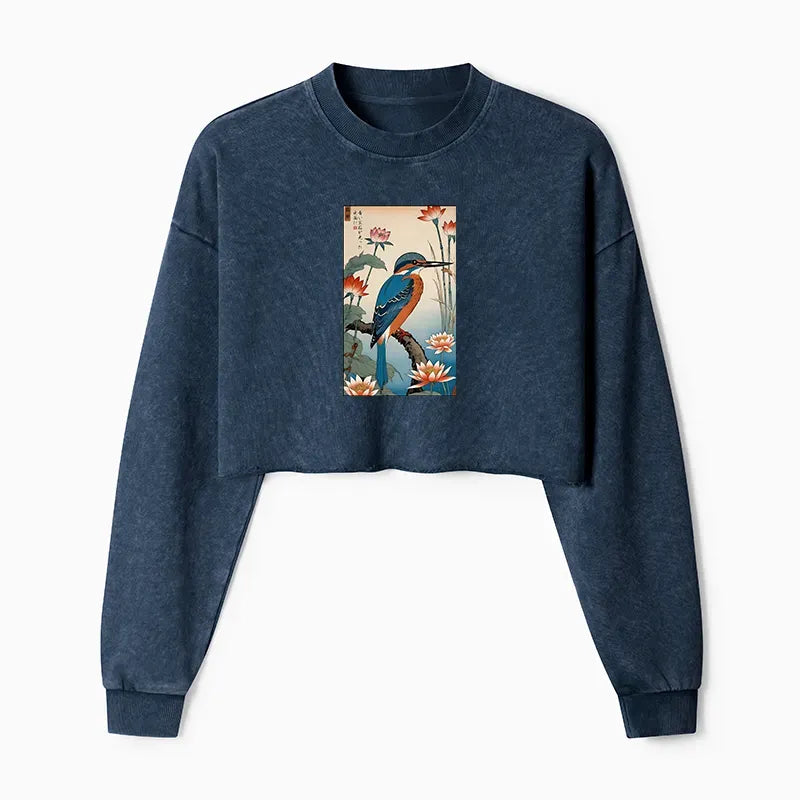 Washed Vintage Kingfisher Sweatshirt Casual Streetwear