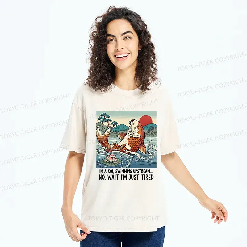 Japanese Koi Washed T-Shirt for Everyday