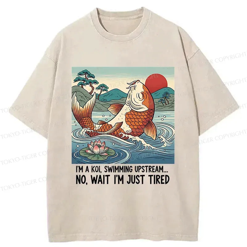Kyoto-Lion Funny Koi Washed T-Shirt