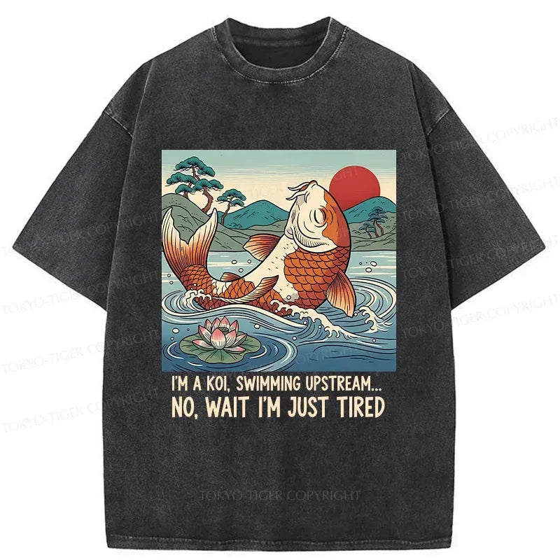 Kyoto-Lion Funny Koi Washed T-Shirt