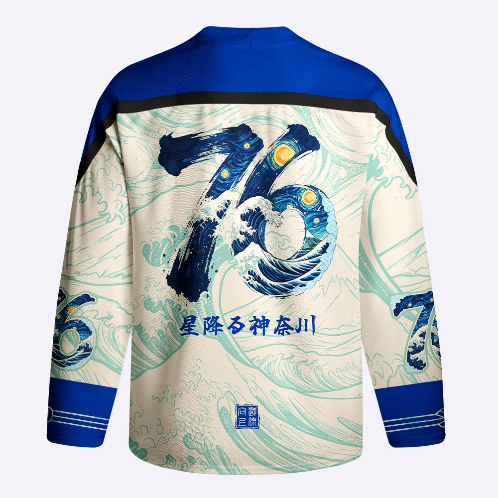 Kyoto-Lion Starry Waves of Kanagawa Long-Sleeve Hockey Jersey