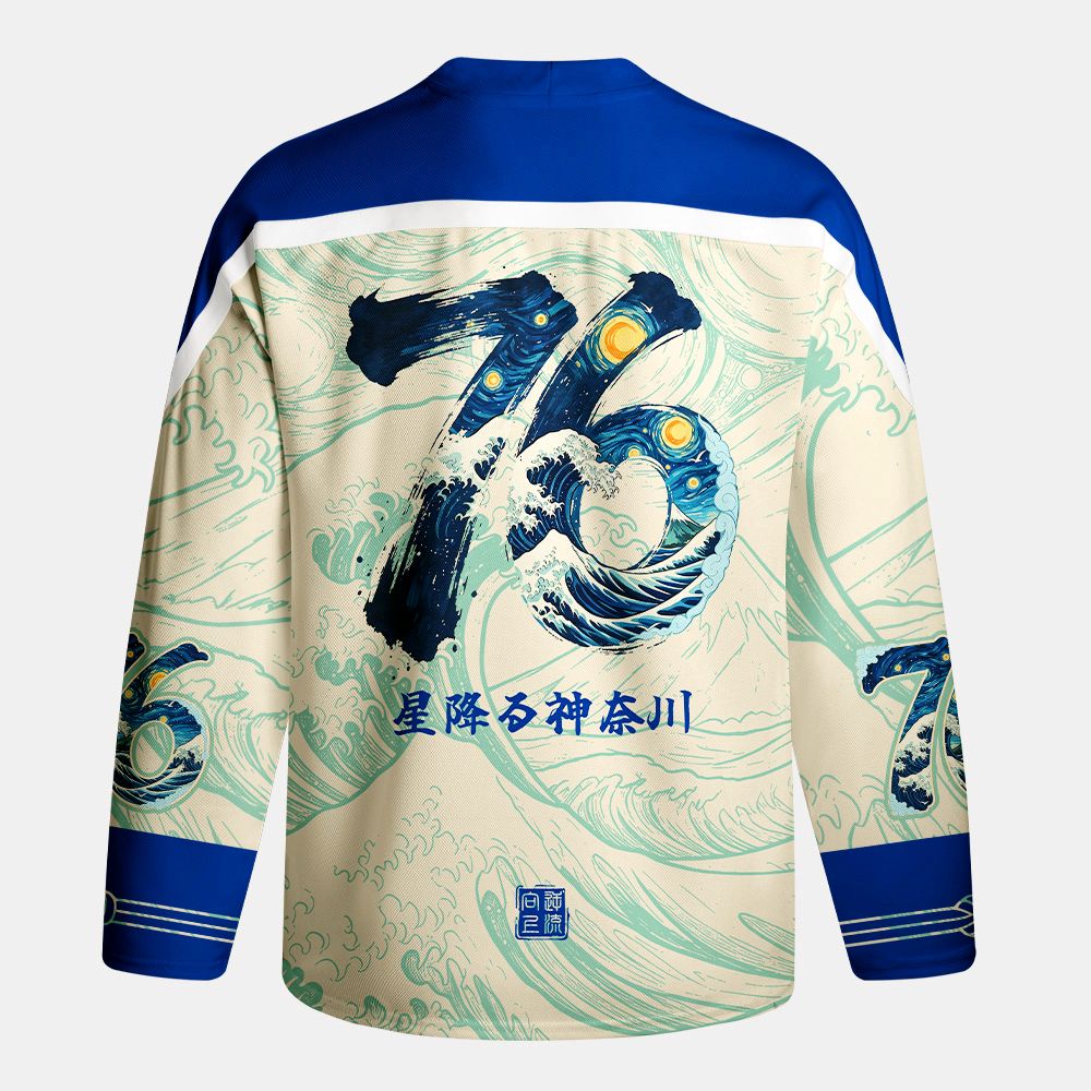 Kyoto-Lion Starry Waves of Kanagawa Long-Sleeve Hockey Jersey