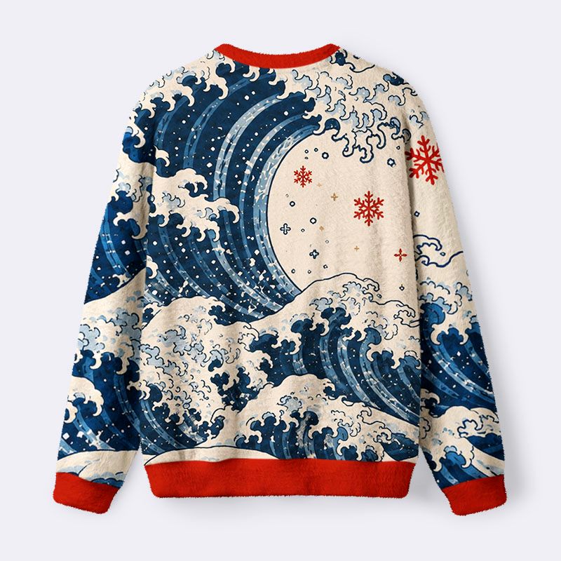 Kyoto-Lion Wave Surfing Santa Fuzzy Christmas Ugly Sweatshirt