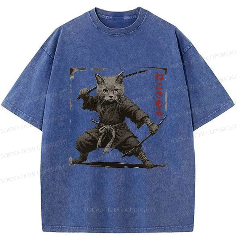 Japanese Vintage Cat Samurai Tee