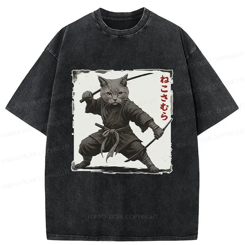Japanese Vintage Cat Samurai Tee