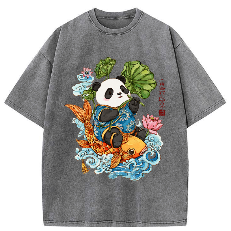 japanese panda lotus t-shirt