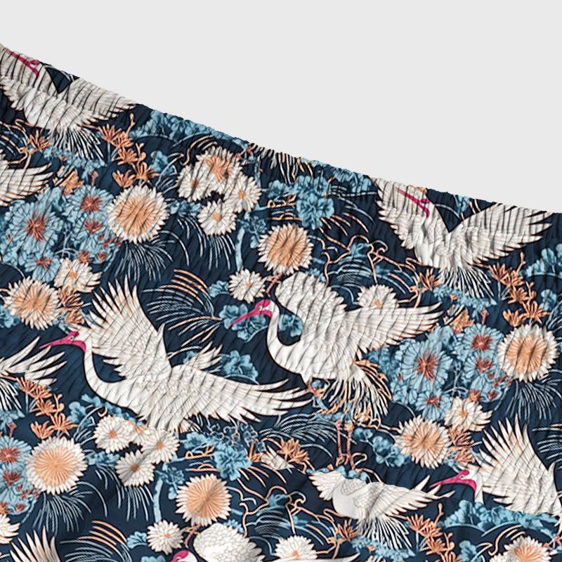 Kyoto-Lion Cranes And Chrysanthemums Maxi Skirt