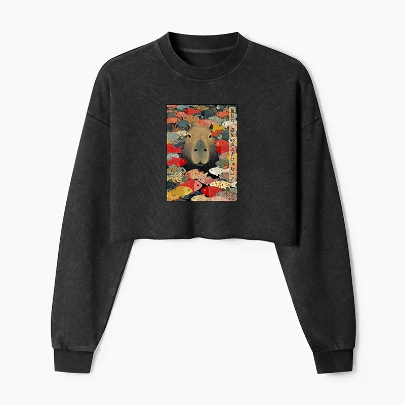 japanese washed crop sweatshirt best seller for women