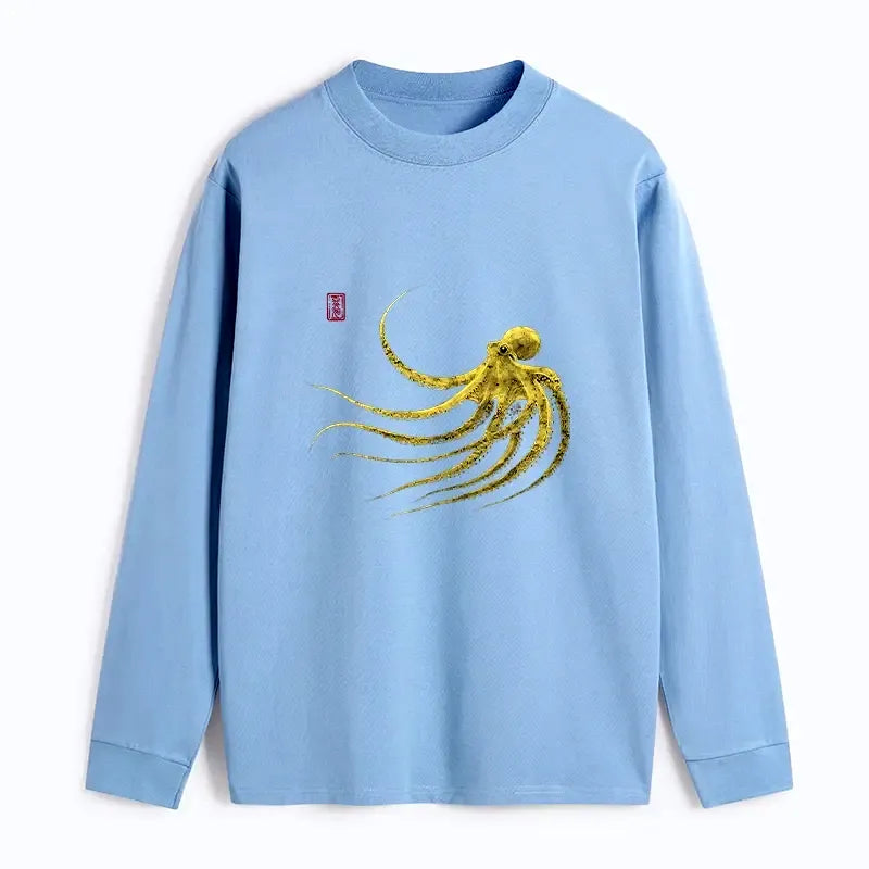 Kyoto-Lion Retro Octopus Japanese Classic Long Sleeve T-Shirt