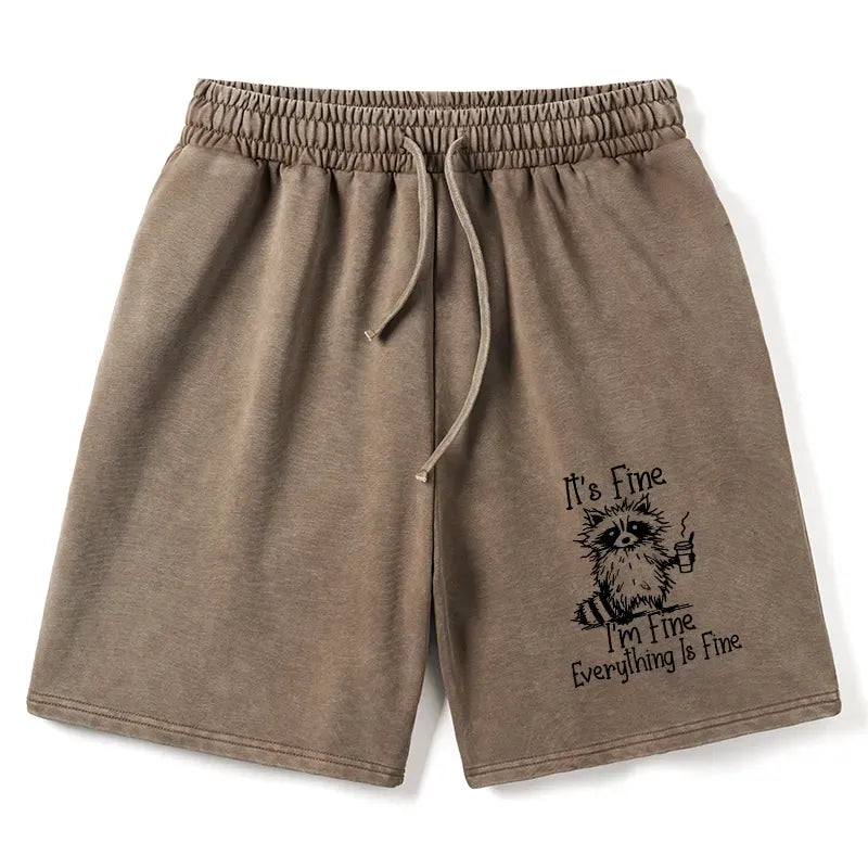 Kyoto-Lion Raccoon Fine Meme Washed Shorts
