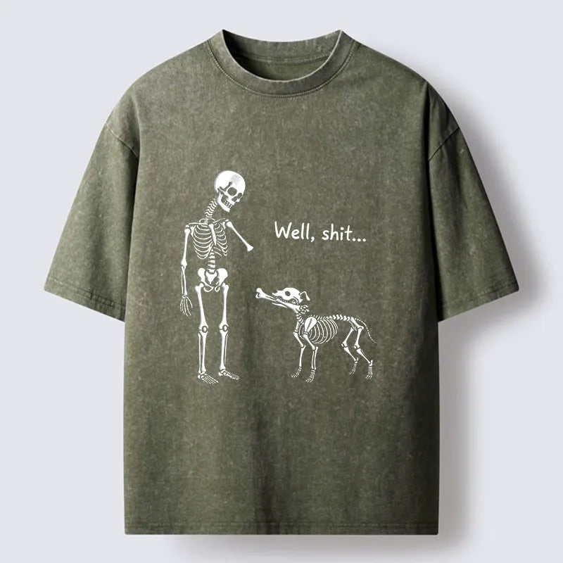 Kyoto-Lion Skeleton Surprise Joke Washed T-Shirt