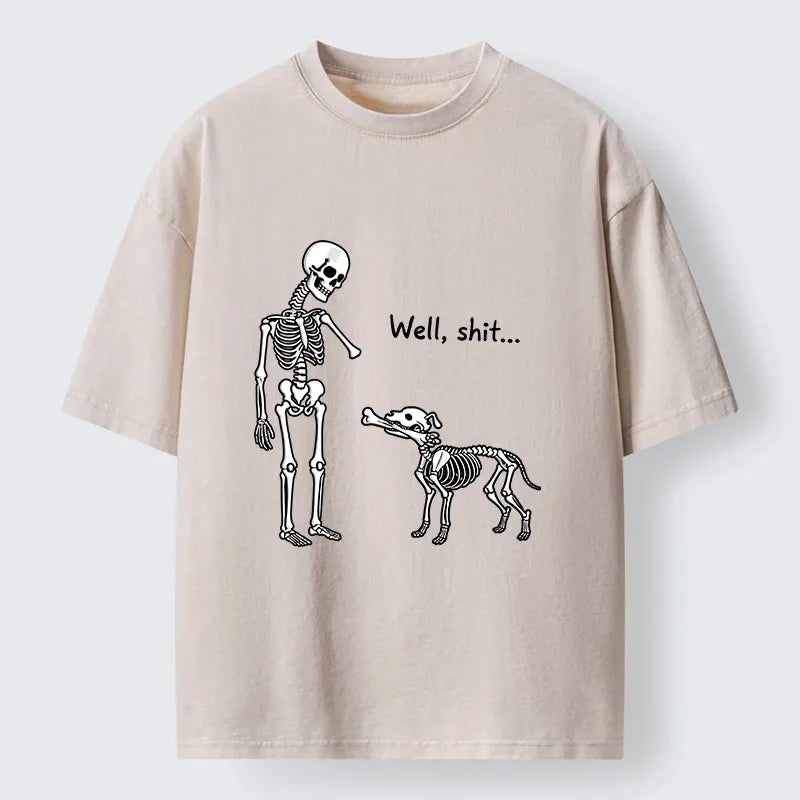 Kyoto-Lion Skeleton Surprise Joke Washed T-Shirt